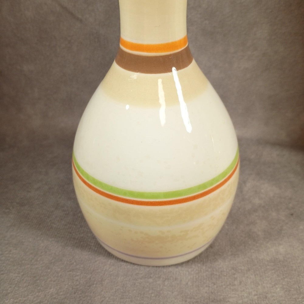 Jill Rosenwald Arte y Barro Ceramic Bud Vases Pair Boho Striped Hand Painted - Picture 2 of 9